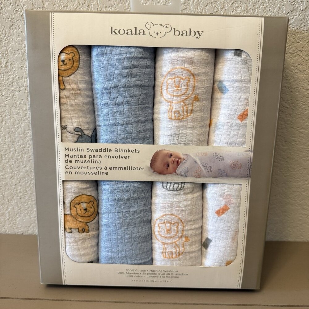 Koala Baby Baby Boy Swaddles Muslin Blankets 4-Pack Lion Print BABIES ‘R US
